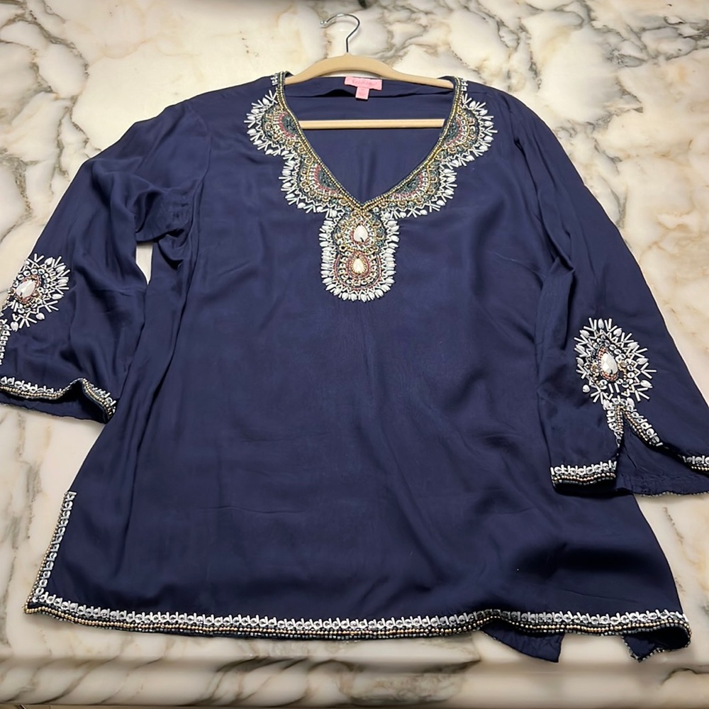 Lilly pulitzer beaded detail tunic top